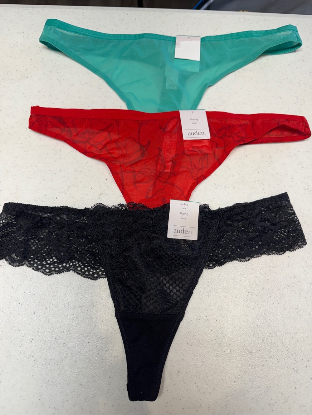 Small-Auden 3-Pack Thongs in Teal, Red, Black